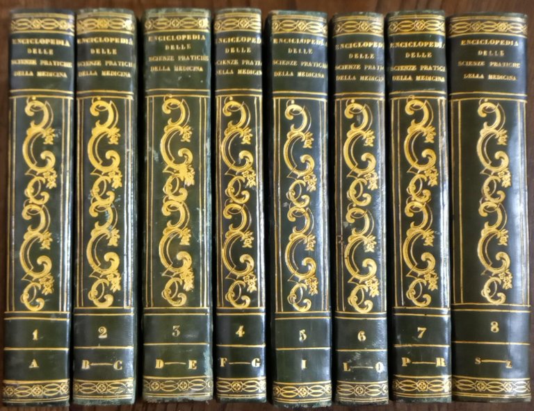 Enciclopedia delle Scienze Pratiche della Medicina, comprendente trattati di patologia generale, notomia patologica generale e speciale, terapeutica generale, patologia e terapia speciale, medicina legale, ec. Opera compilata da’ più celebri professori e dottori delle università e spedali d'Inghilterra, Scozia ed Irlanda. Tradotta dall'inglese da L. Michelotti. Edizione napolitana supplita di molti articoli dal dottore Pietro Perrone. Napoli, Stabilimento Tipografico di Francesco Azzolino, 1847 - 1849.