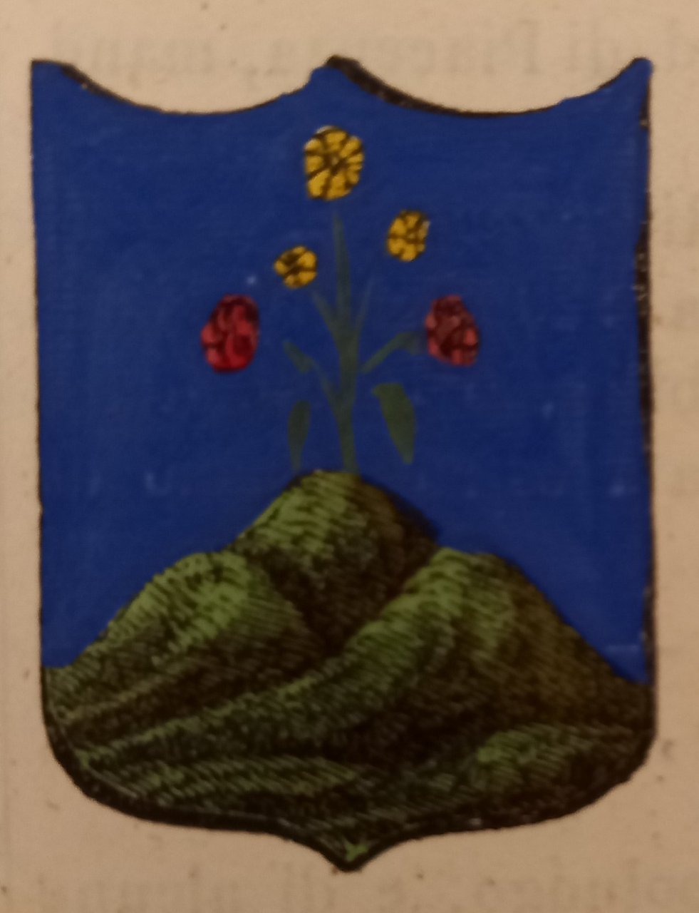 FIORDIMONTE (MC). Stemma miniato. 2 pagg. di testo. | Immagine principale