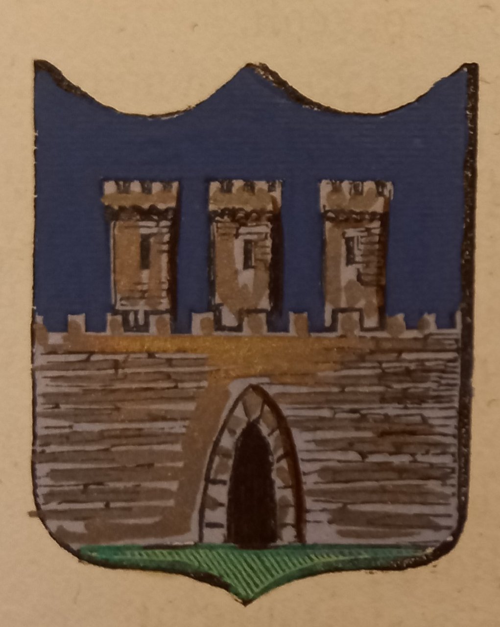 PALAIA (PI). Stemma miniato. 2 pagg. di testo.