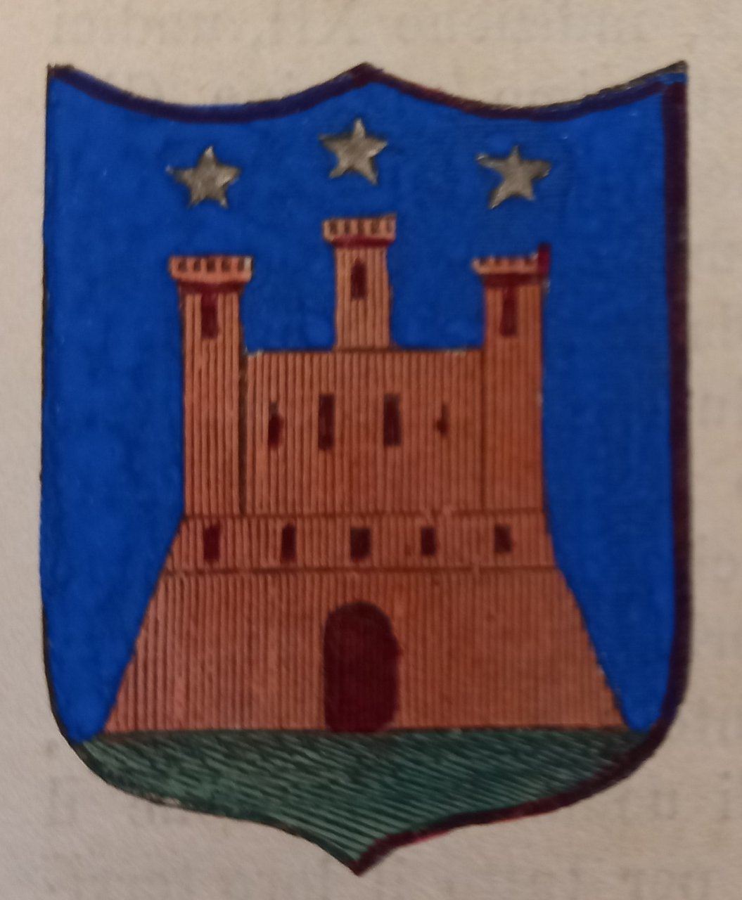 PONZONE (AL). Stemma miniato. 3 pagg. di testo.