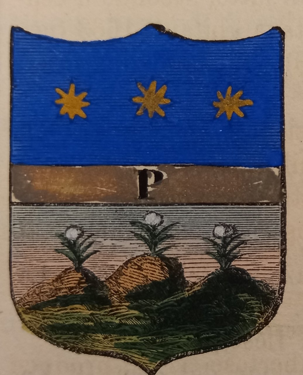 PRATA. Principato Ultra. (AV). Stemma miniato. 1 pag. di testo.