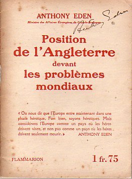 POSITION DE L'ANGLETERRE DEVANT LES PROBLEMES MONDIAUX