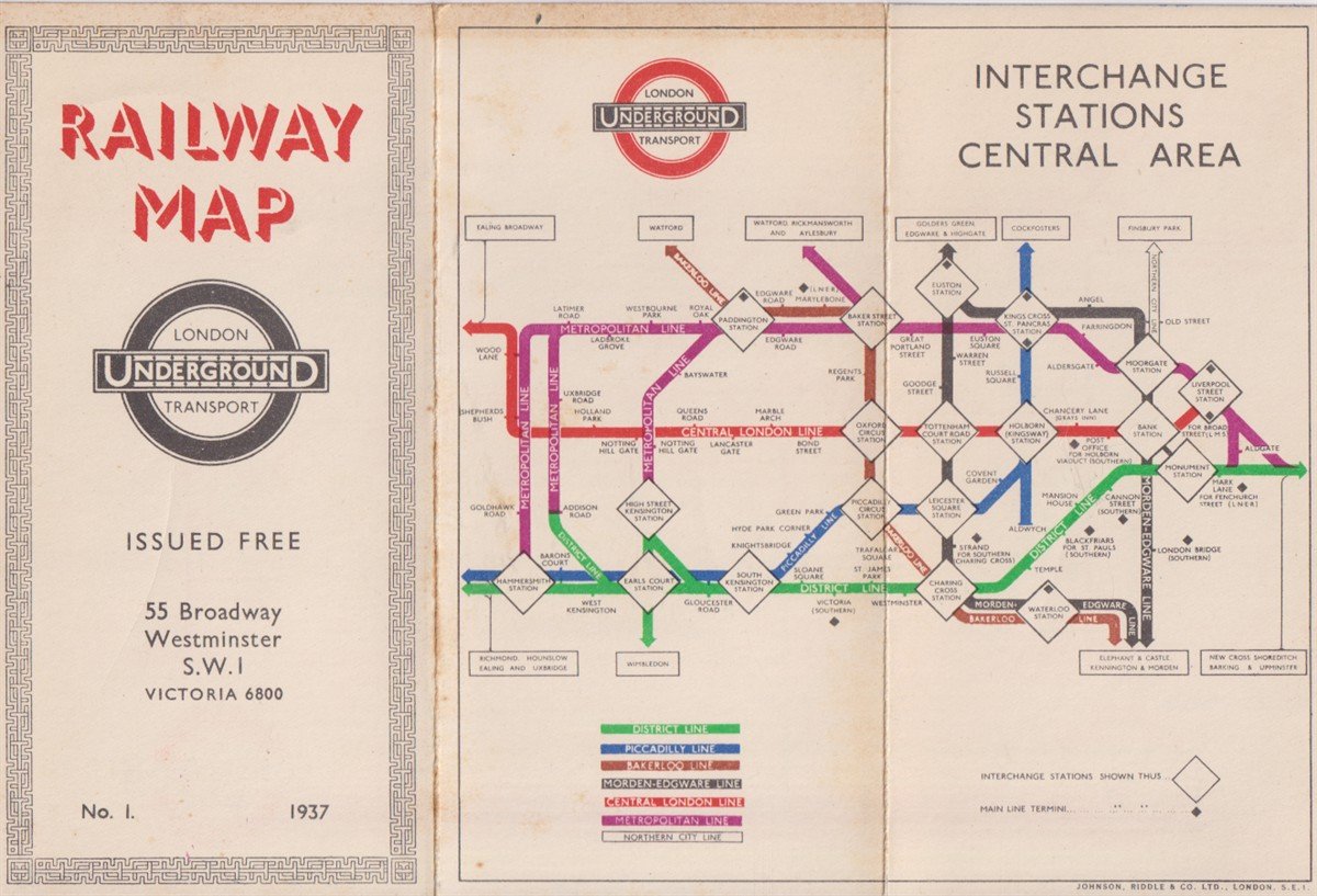 RAILWAY MAP London Underground Transport. No 1.