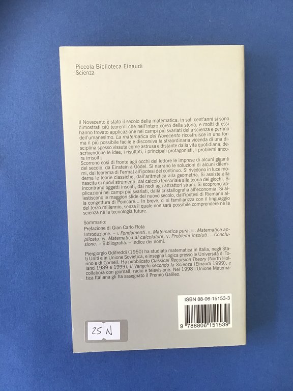 LA MATEMATICA DEL NOVECENTO. DAGLI INSIEMI ALLA COMPLESSITA'