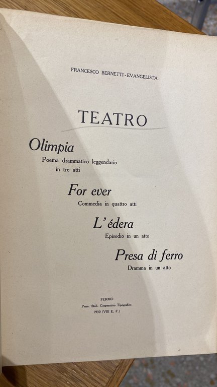 Libro Teatro Di Francesco Benedetti - Evangelista