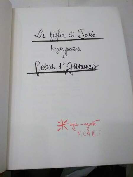 LA FIGLIA DI IORIO tragedia pastorale Manoscritto fedelmente riprodotto da …