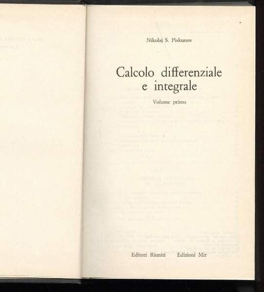CALCOLO DIFFERENZIALE E INTEGRALE VOL. 1 | Immagine principale