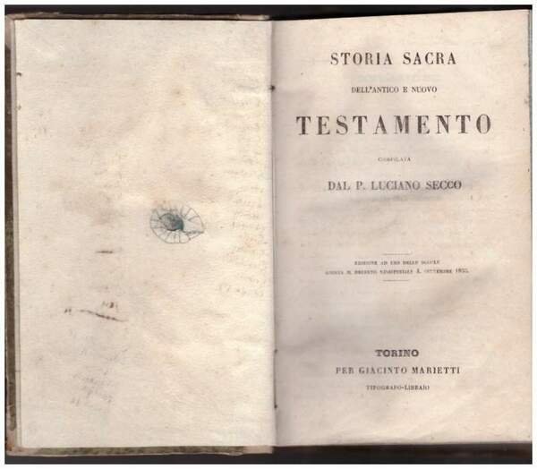 STORIA SACRA DELL'ANTICO E E NUOVO TESTAMENTO COMPILATA DAL P. … | Immagine principale