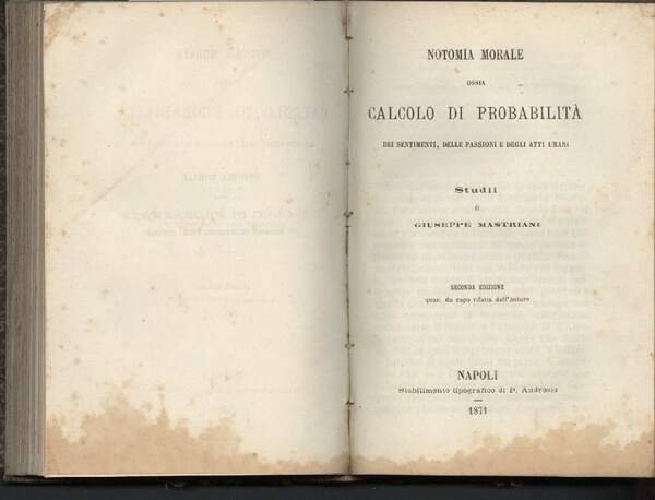 DELL'ISTITUZIONE DE' GIURATI(1868)/NOTOMIA MORALE ossia calcolo di probabilita(1871) | Immagine Gallery 3