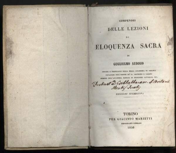 COMPENDIO DELLE LEZIONI DI ELOQUENZA SACRA(1850)