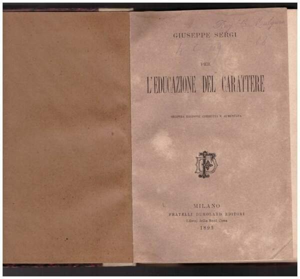 L'EDUCAZIONE DEL CARATTERE (1893) | Immagine principale
