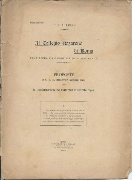 IL COLLEGIO NAZARENO DI ROMA - Come opera pia e …