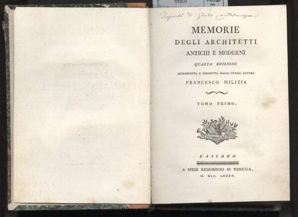 MEMORIE DEGLI ARCHITETTI ANTICHI E MODERNI (1785)