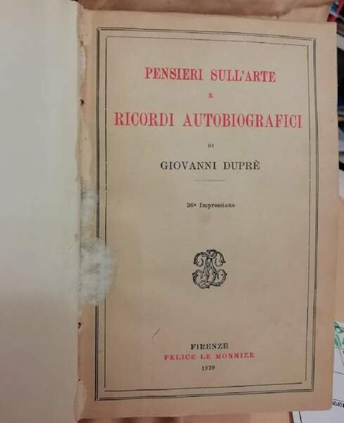 PENSIERI SULL'ARTE E RICORDI AUTOBIOGRAFICI (1929)