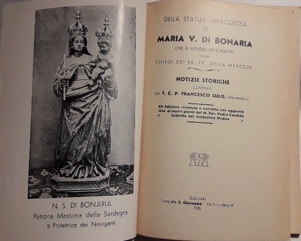 NOTIZIE STORICHE DEL SANTUARIO DI N.S. DI BONARIA IN CAGLIARI(1935)