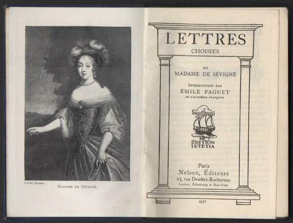 LETTRES CHOISIES DE MADAME DE SEVIGNE' (1935)