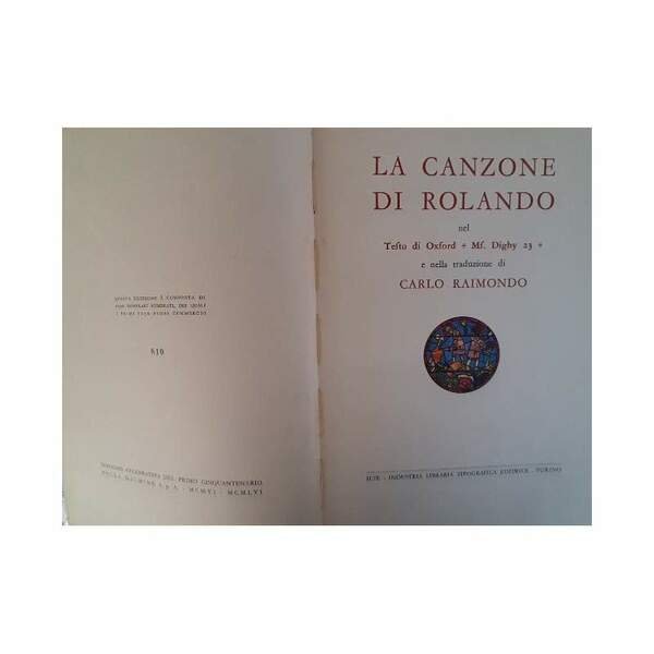 LA CANZONE DI ROLANDO-NEL TESTO DI OXFORD MS. DIGBY 23( …