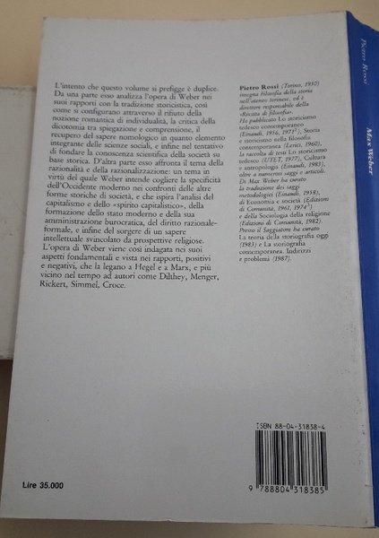 MAX WEBER- OLTRE LO STORICISMO(1988)