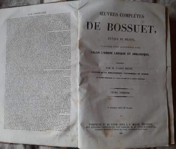 OEUVRES COMPLETES DE BOSSUET EVEQUE DE MEAUX, CLASSEES POUR LA …