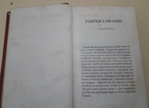 ARNALDO DA BRESCIA Tragedia (1843)