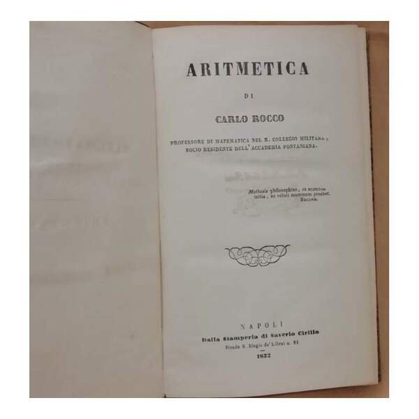 MATEMATICHE PURE AD USO DEGLI STUDJ GENERALI. Aritmetica - Geometria …