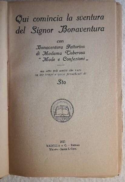 QUI COMINCIA LA SVENTURA DEL SIGNOR BONAVENTURA(1927)