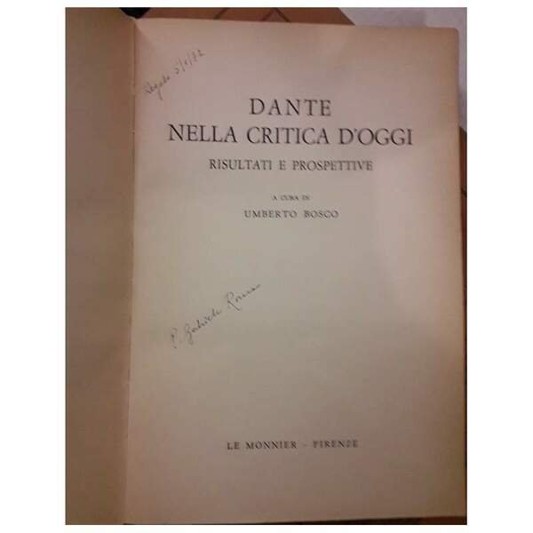 DANTE NELLA CRITICA D'OGGI