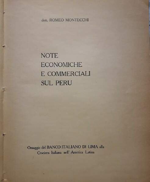 NOTE ECONOMICHE E COMMERCIALI SUL PERU'(1924)