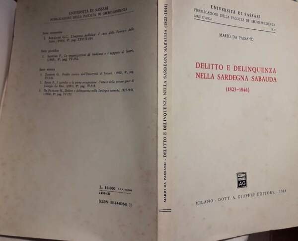DELITTO E DELINQUENZA NELLA SARDEGNA SABAUDA(1823-1844)(1984)