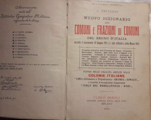 COMUNI E FRAZIONI DEL REGNO D'ITALIA(1915)