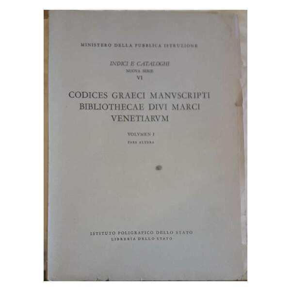 CODICES GRAECI MANUSCRIPTI BIBLIOTHECAE DIVI MARCI VENETIARUM-4 VOLL.(1972/1973)