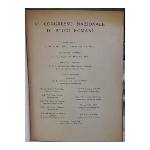 V^ CONGRESSO NAZIONALE DI STUDI ROMANI-DIARIO- EDIZIONE DEFINITIVA(1938)