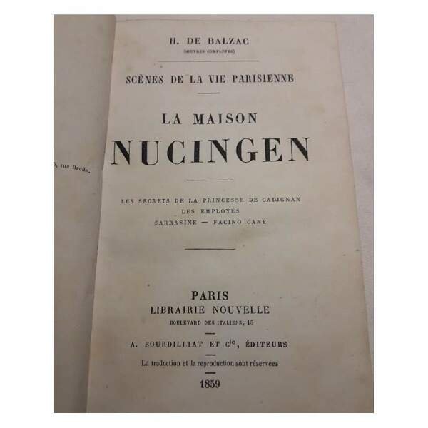 LA MAISON NUCINGEN-SCENES DE LA VIE PARISIENNE(1859)