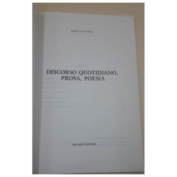 DISCORSO QUOTIDIANO, PROSA, POESIA(1985)
