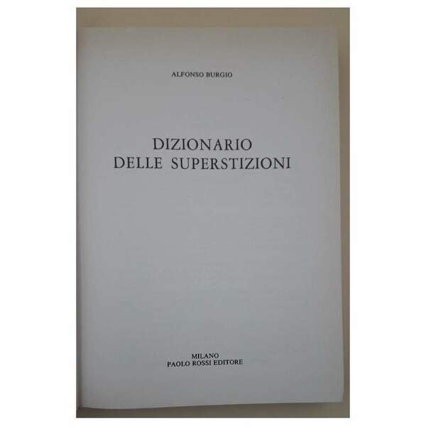 DIZIONARIO DELLE SUPERSTIZIONI(1985)