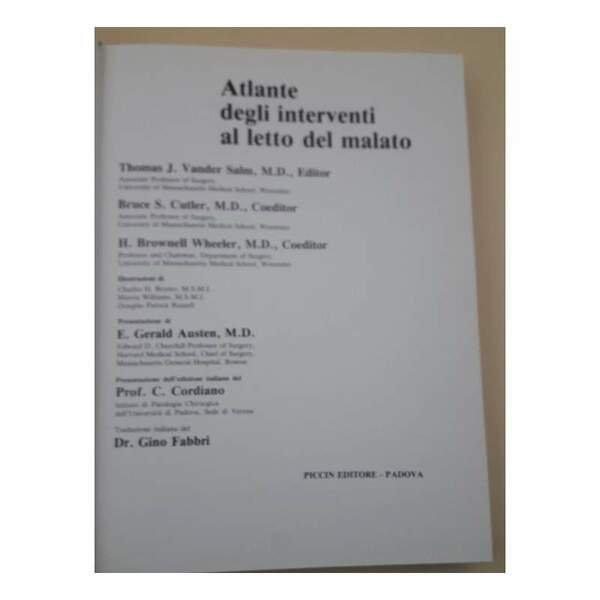 ATLANTE DEGLI INTERVENTI AL LETTO DEL MALATO( 1982)