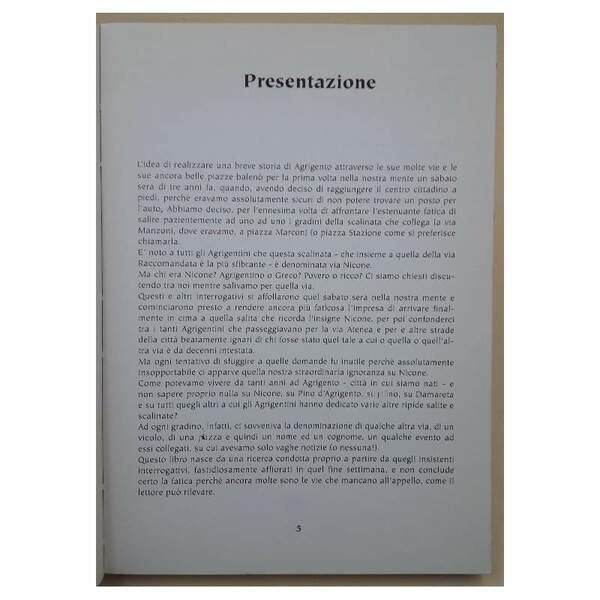 UNA VIA, UNA STORIA-STRADARIO STORICO CITTA' DI AGRIGENTO(1996)