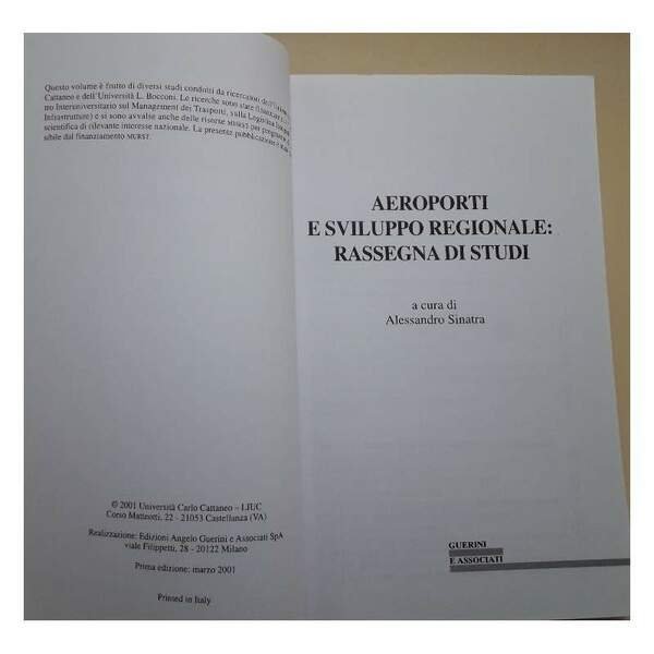 AEROPORTI E SVILUPPO REGIONALE:RASSEGNA DI STUDI(2001)
