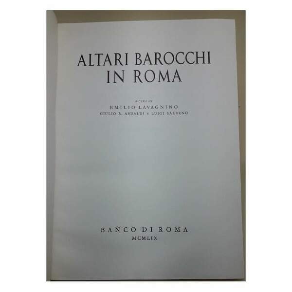 ALTARI BAROCCHI IN ROMA(1959)