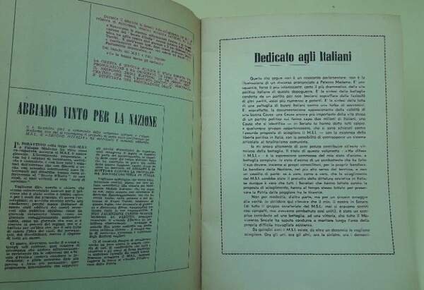 HO DIFESO IL M.S.I. PERCHE' LA PACIFICAZIONE TRIONFASSE( 1962)