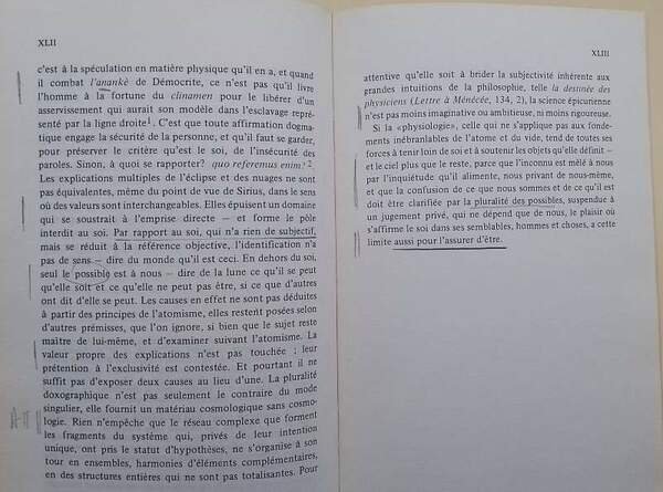 LA PENSEE DU PLASIR-EPICURE:TEXTES MORAUX, COMMENTAIRES(1975)