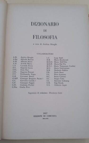 DIZIONARIO DI FILOSOFIA(1957)
