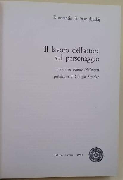 IL LAVORO DELL'ATTORE SUL PERSONAGGIO(1988)