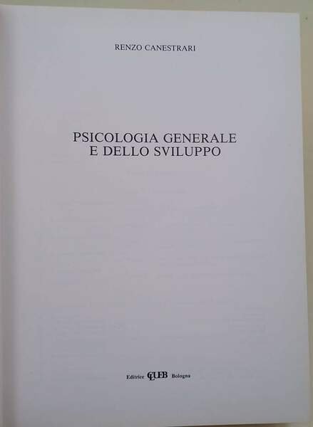PSICOLOGIA GENERALE E DELLO SVILUPPO( 1984)