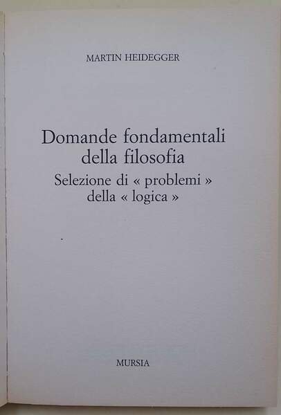 DOMANDE FONDAMENTALI DELLA FILOSOFIA (1988)
