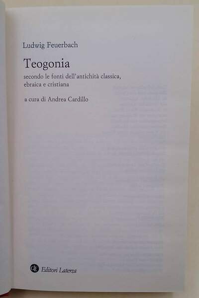 TEOGONIA SECONDO LE FONTI DELL'ANTICHITA' CLASSICA EBRAICA E CRISTIANA( 2010 …