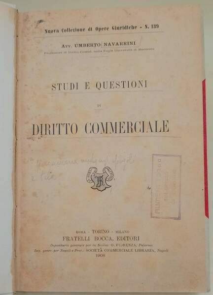 STUDI E QUESTIONI DI DIRITTO COMMERCIALE(1908)
