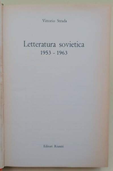 LETTERATURA SOVIETICA 1953-1963 (1964)