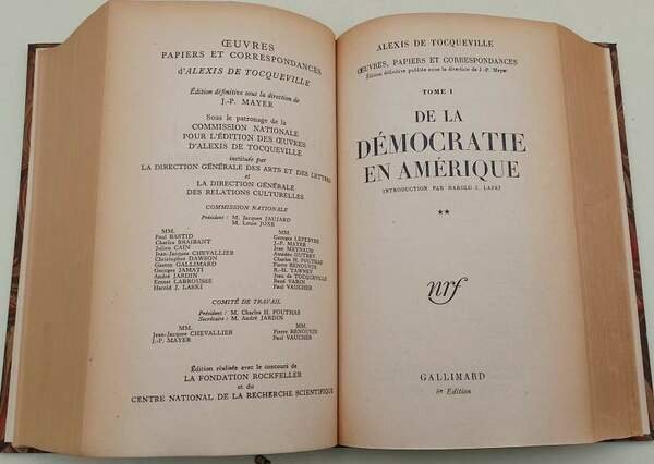 DE LA DEMOCRATIE EN AMERIQUE- 2 VOLL.-( 1951)