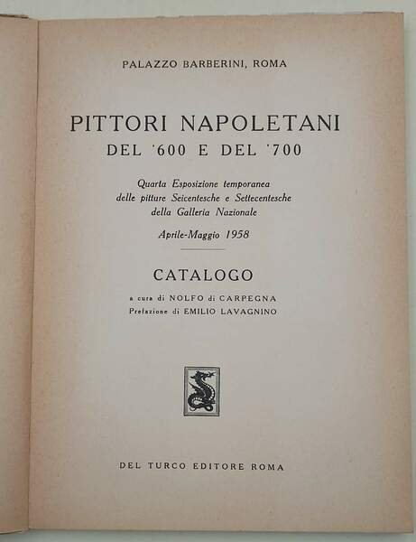 PITTORI NAPOLETANI DEL'600 E DEL '700-(1958)